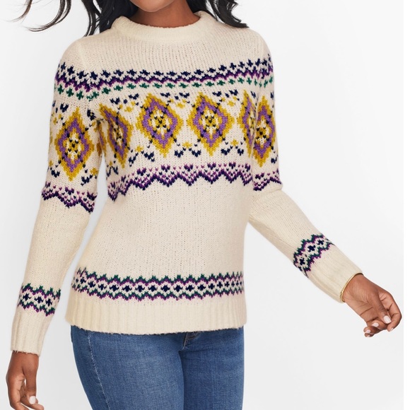 Talbots Fair Isle Mockneck Sweater - Picture 2 of 8